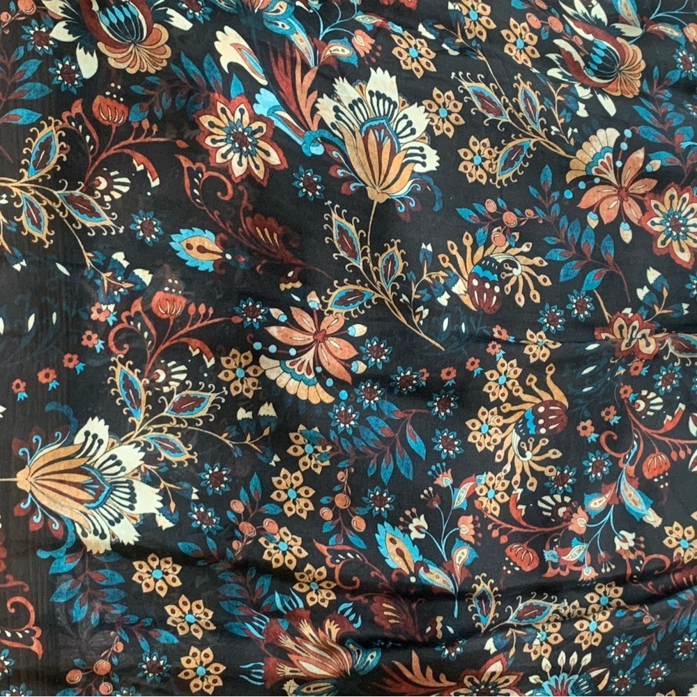 ELENA BALDI Italy Silk Blend Floral V-neck Long Sleeve Hi Low Hem Dress Size Med - Picture 11 of 12